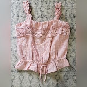 Maurices Crochet Lace Overlay Peasant Top Tank Size Large